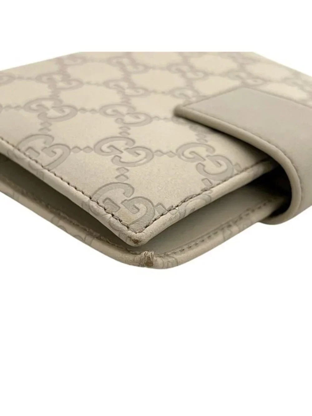 Gucci Notebook Cover Beige White Guccissima Line 6 Holes System Leather Agenda